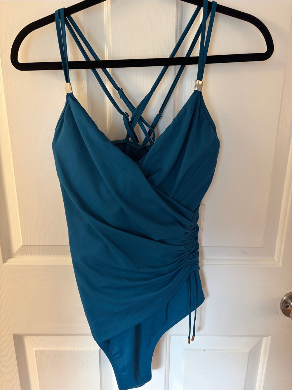 Magicsuit Teal Ruched One-Piece Underwire Swimsuit with Strappy Back NWT